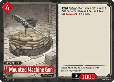 Mounted Machine Gun (EBP01-015), red Structure card from the Palworld Card Game