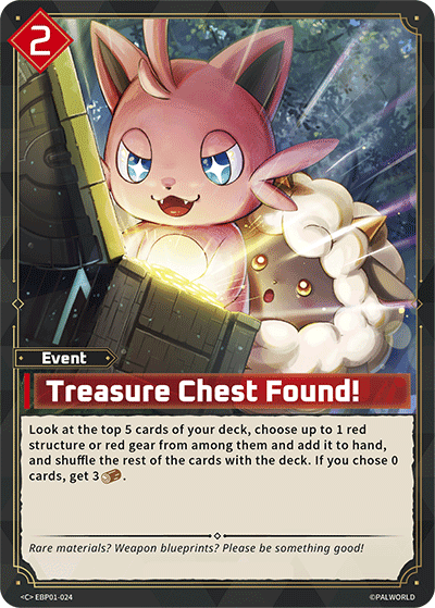 Treasure Chest Found! (EBP01-024), red Event card from the Palworld Card Game