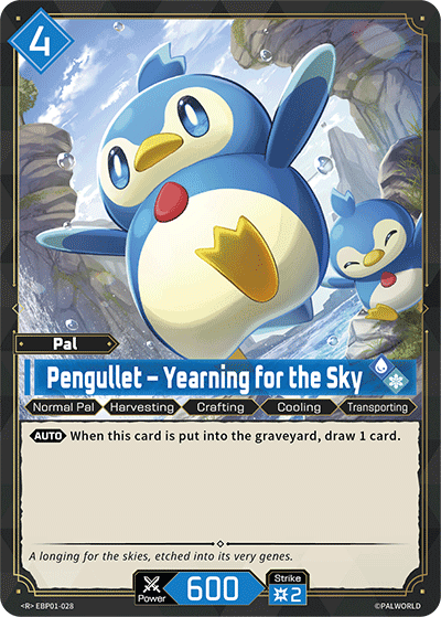 Pengullet — Yearning for the Sky (EBP01-028), blue Pal card from the Palworld Card Game