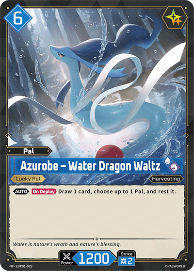 Azurobe — Water Dragon Waltz (EBP01-029), blue Pal card from the Palworld Card Game