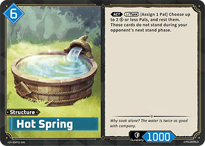 Hot Spring (EBP01-041), blue Structure card from the Palworld Card Game