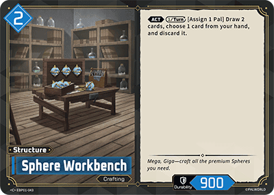 Sphere Workbench (EBP01-043), blue Structure card from the Palworld Card Game