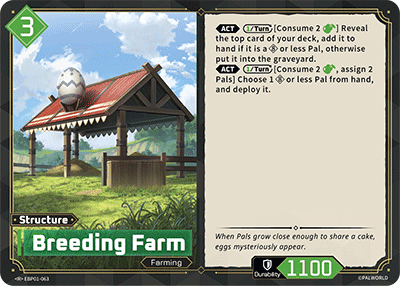Breeding Farm (EBP01-063), green Structure card from the Palworld Card Game