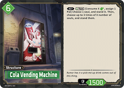 Cola Vending Machine (EBP01-064), green Structure card from the Palworld Card Game