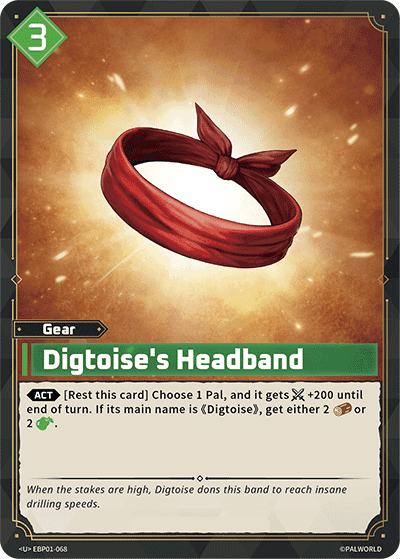 Digtoise's Headband (EBP01-068), green Gear card from the Palworld Card Game