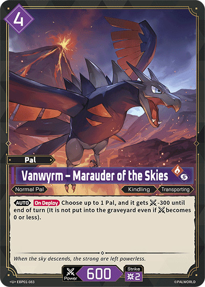Vanwyrm — Marauder of the Skies (EBP01-083), purple Pal card from the Palworld Card Game