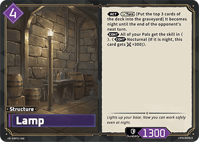 Lamp (EBP01-088), purple Structure card from the Palworld Card Game