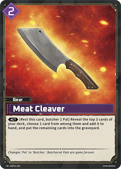 Meat Cleaver (EBP01-093), purple Gear card from the Palworld Card Game