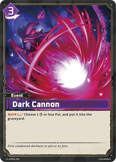 Dark Cannon (EBP01-096), purple Event card from the Palworld Card Game