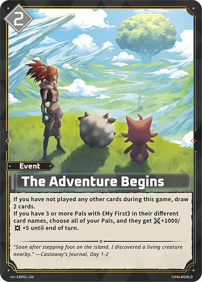 The Adventure Begins (EBP01-100), colorless Event card from the Palworld Card Game