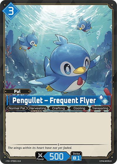 Pengullet — Frequent Flyer (ETD01-014), blue Pal card from the Palworld Card Game