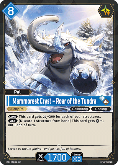 Mammorest Cryst — Roar of the Tundra (ETD01-018), blue Pal card from the Palworld Card Game