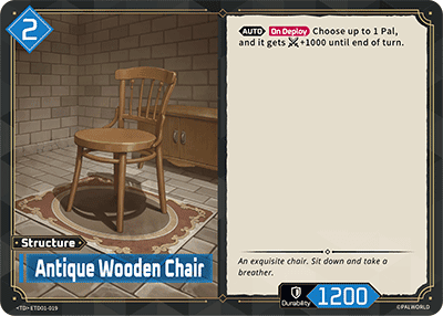 Antique Wooden Chair (ETD01-019), blue Structure card from the Palworld Card Game