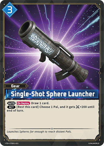 Single-Shot Sphere Launcher (ETD01-021), blue Gear card from the Palworld Card Game