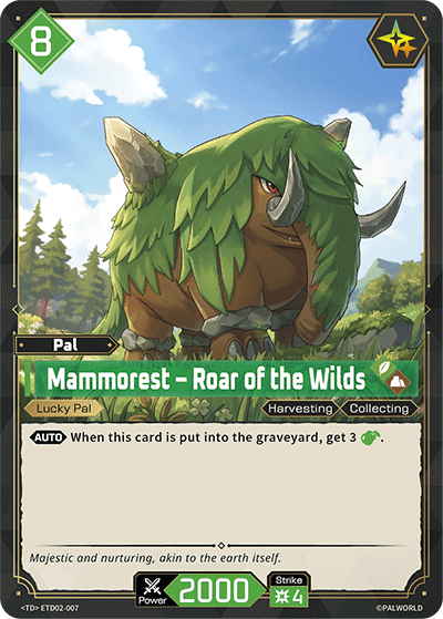 Mammorest — Roar of the Wilds (ETD02-007), green Pal card from the Palworld Card Game