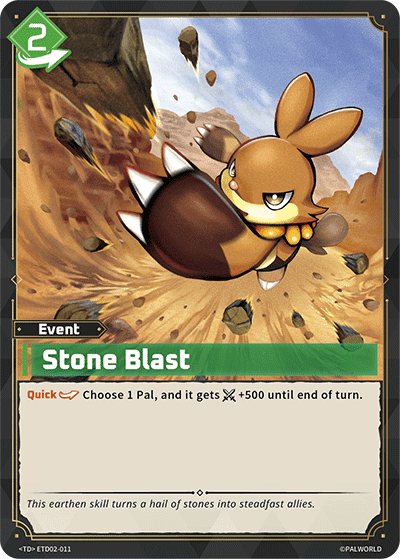 Stone Blast (ETD02-011), green Event card from the Palworld Card Game